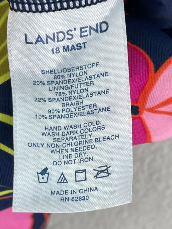 Lands End Womens Plus 18 Floral Tankini Swimsuit Adjustable Straps Beach Pool - Picture 3 of 6